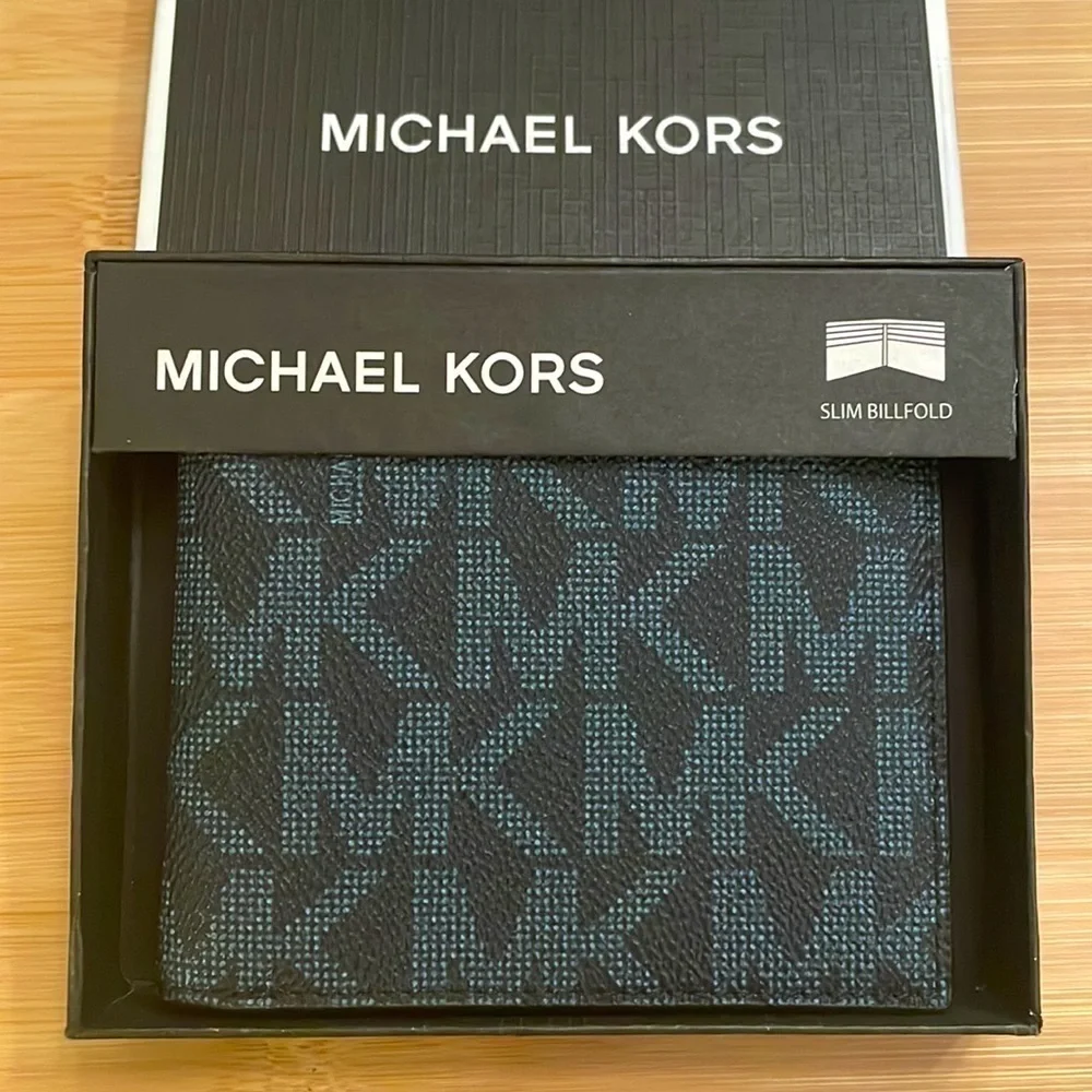 Brand New Michael Kors Admiral Blue Jet Set Slim Billfold Men’s Wallet